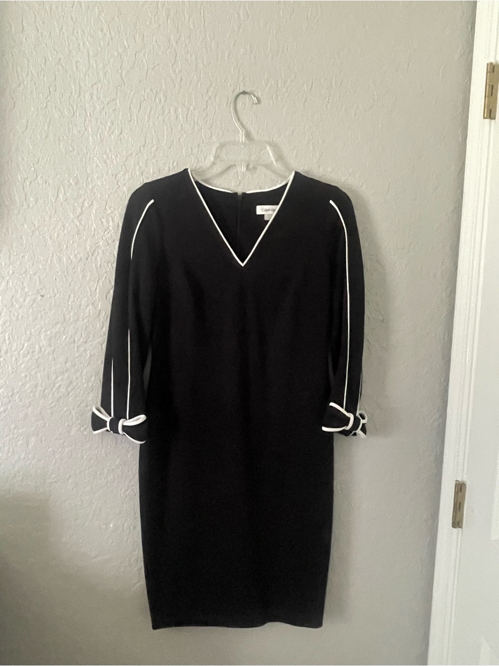 Calvin Klein Black Dress with White Piping
